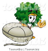 Illustration of a Cartoon Tree Mascot with a Computer Mouse by Toons4Biz