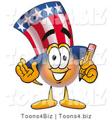 Illustration of a Cartoon Uncle Sam Mascot Holding a Pencil by Mascot Junction