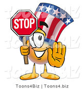 Illustration of a Cartoon Uncle Sam Mascot Holding a Stop Sign by Toons4Biz