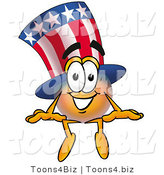 Illustration of a Cartoon Uncle Sam Mascot Sitting by Mascot Junction