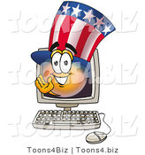 Illustration of a Cartoon Uncle Sam Mascot Waving from Inside a Computer Screen by Mascot Junction