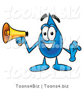 Illustration of a Cartoon Water Drop Mascot Holding a Megaphone by Mascot Junction