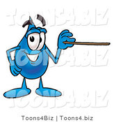 Illustration of a Cartoon Water Drop Mascot Holding a Pointer Stick by Toons4Biz