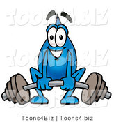 Illustration of a Cartoon Water Drop Mascot Lifting a Heavy Barbell by Mascot Junction