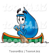 Illustration of a Cartoon Water Drop Mascot Rowing a Boat by Mascot Junction