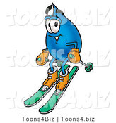 Illustration of a Cartoon Water Drop Mascot Skiing Downhill by Mascot Junction