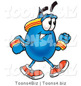 Illustration of a Cartoon Water Drop Mascot Speed Walking or Jogging by Mascot Junction