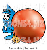 Illustration of a Cartoon Water Drop Mascot Standing with a Christmas Bauble by Mascot Junction
