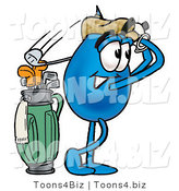 Illustration of a Cartoon Water Drop Mascot Swinging His Golf Club While Golfing by Mascot Junction