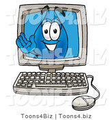 Illustration of a Cartoon Water Drop Mascot Waving from Inside a Computer Screen by Mascot Junction