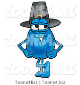 Illustration of a Cartoon Water Drop Mascot Wearing a Pilgrim Hat on Thanksgiving by Mascot Junction