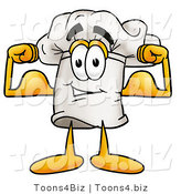 Illustration of a Chef Hat Mascot Flexing His Arm Muscles by Mascot Junction