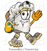 Illustration of a Chef Hat Mascot Hiking and Carrying a Backpack by Mascot Junction
