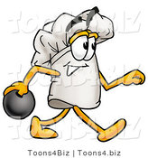 Illustration of a Chef Hat Mascot Holding a Bowling Ball by Mascot Junction