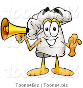 Illustration of a Chef Hat Mascot Holding a Megaphone by Mascot Junction