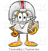 Illustration of a Chef Hat Mascot in a Helmet, Holding a Football by Mascot Junction