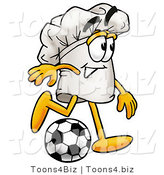 Illustration of a Chef Hat Mascot Kicking a Soccer Ball by Mascot Junction