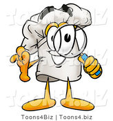 Illustration of a Chef Hat Mascot Looking Through a Magnifying Glass by Toons4Biz