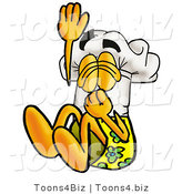 Illustration of a Chef Hat Mascot Plugging His Nose While Jumping into Water by Mascot Junction