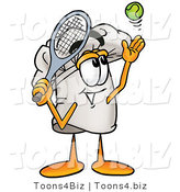 Illustration of a Chef Hat Mascot Preparing to Hit a Tennis Ball by Mascot Junction