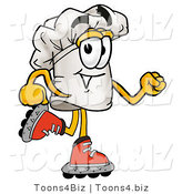 Illustration of a Chef Hat Mascot Roller Blading on Inline Skates by Mascot Junction