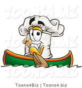 Illustration of a Chef Hat Mascot Rowing a Boat by Mascot Junction