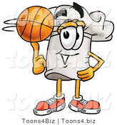 Illustration of a Chef Hat Mascot Spinning a Basketball on His Finger by Mascot Junction