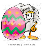 Illustration of a Chef Hat Mascot Standing Beside an Easter Egg by Toons4Biz