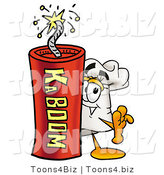 Illustration of a Chef Hat Mascot Standing with a Lit Stick of Dynamite by Mascot Junction