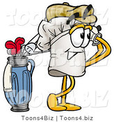 Illustration of a Chef Hat Mascot Swinging His Golf Club While Golfing by Mascot Junction