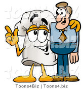 Illustration of a Chef Hat Mascot Talking to a Business Man by Mascot Junction