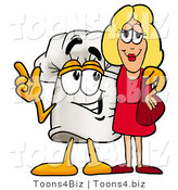 Illustration of a Chef Hat Mascot Talking to a Pretty Blond Woman by Mascot Junction