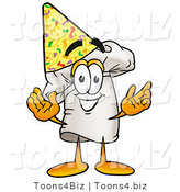 Illustration of a Chef Hat Mascot Wearing a Birthday Party Hat by Mascot Junction