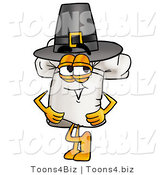 Illustration of a Chef Hat Mascot Wearing a Pilgrim Hat on Thanksgiving by Toons4Biz