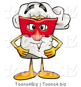 Illustration of a Chef Hat Mascot Wearing a Red Mask over His Face by Mascot Junction