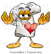 Illustration of a Chef Hat Mascot with His Heart Beating out of His Chest by Mascot Junction