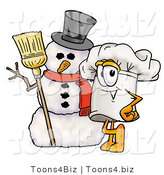 Illustration of a Chef Hat Mascot with Three Snowflakes in Winter by Mascot Junction