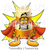 Illustration of a Construction Safety Barrel Mascot Dressed As a Super Hero by Toons4Biz