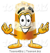 Illustration of a Construction Safety Barrel Mascot with Welcoming Open Arms by Mascot Junction