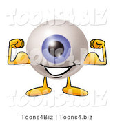 Illustration of a Eyeball Mascot Flexing His Arm Muscles by Mascot Junction