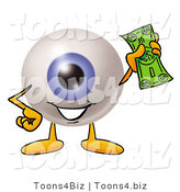 Illustration of a Eyeball Mascot Holding a Dollar Bill by Mascot Junction