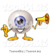 Illustration of a Eyeball Mascot Holding a Megaphone by Mascot Junction