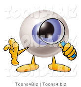 Illustration of a Eyeball Mascot Looking Through a Magnifying Glass by Mascot Junction