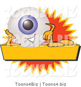 Illustration of a Eyeball Mascot on a Blank Yellow and Orange Label by Mascot Junction