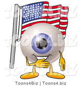 Illustration of a Eyeball Mascot Pledging Allegiance to an American Flag by Mascot Junction
