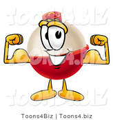 Illustration of a Fishing Bobber Mascot Flexing His Arm Muscles by Toons4Biz