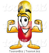 Illustration of a Medical Pill Capsule Mascot Flexing His Arm Muscles by Mascot Junction