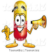 Illustration of a Medical Pill Capsule Mascot Holding a Megaphone by Mascot Junction