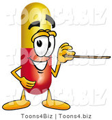 Illustration of a Medical Pill Capsule Mascot Holding a Pointer Stick by Mascot Junction