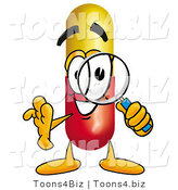 Illustration of a Medical Pill Capsule Mascot Looking Through a Magnifying Glass by Toons4Biz